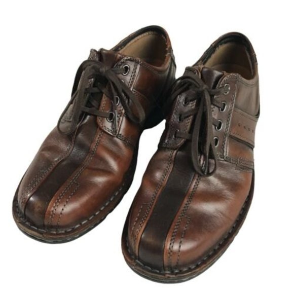 CLARKS Touareg 70852 Brown Leather Bicycle Toe Oxford Men's Size 9.5M - Picture 1 of 8
